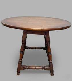 Antique Oak Round Pub Table