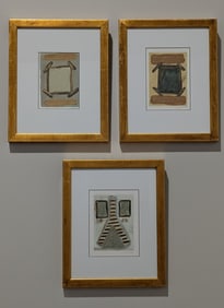A. Peck Set of 3 Framed Abstract Mixed-Media on Paper