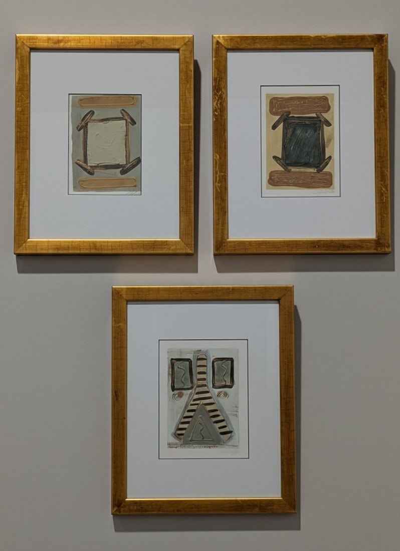 A. Peck Set of 3 Framed Abstract Mixed-Media on Paper (1 of 5)