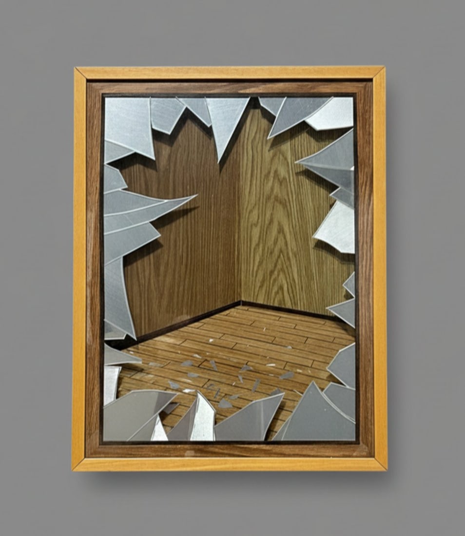 Paul Kittelson "Broken Window" Mixed Media Art (1 of 3)