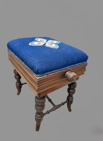 Antique Needlepoint Gout Stool
