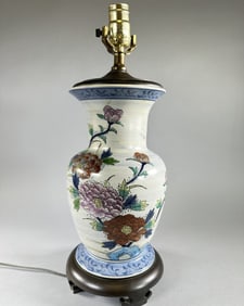 Hand-Painted Floral Ceramic Lamp