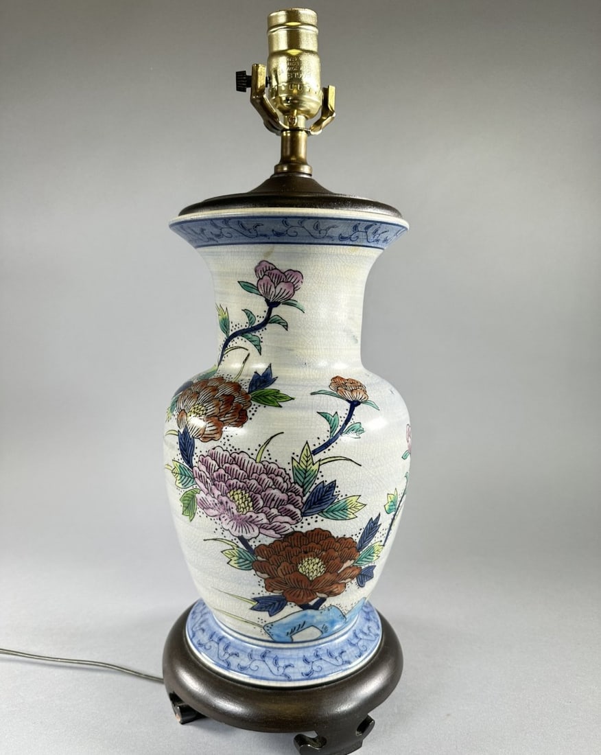 Hand-Painted Floral Ceramic Lamp (1 of 1)