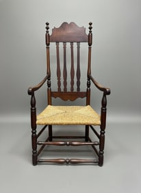 18th Century American Bannister Back Armchair with Rush Seat (circa 1770)