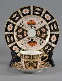 Royal Crown Derby Imari-Style Cup, Saucer & Plate Set