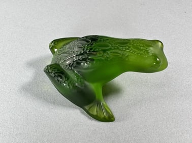 Lalique Green Art Glass Frog