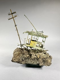 Hanzelka MCM Brutalist Metal Trolley Sculpture