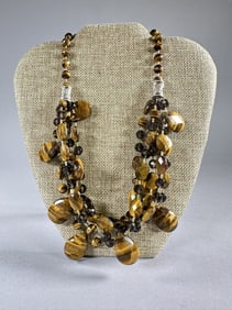 "Inca" designed necklace with faceted Tiger's Eye stones