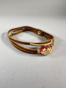 Taylor & Tessier Tan Suede Choker with Polished Jasper