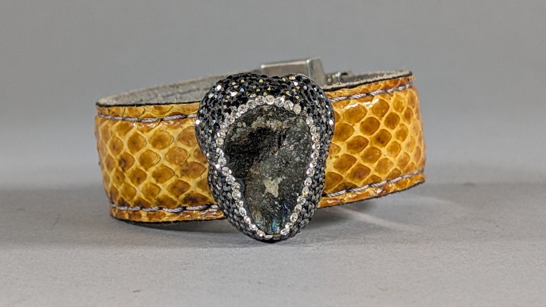 Snakeskin Cuff Sterling Accents Druzy Stone (1 of 4)