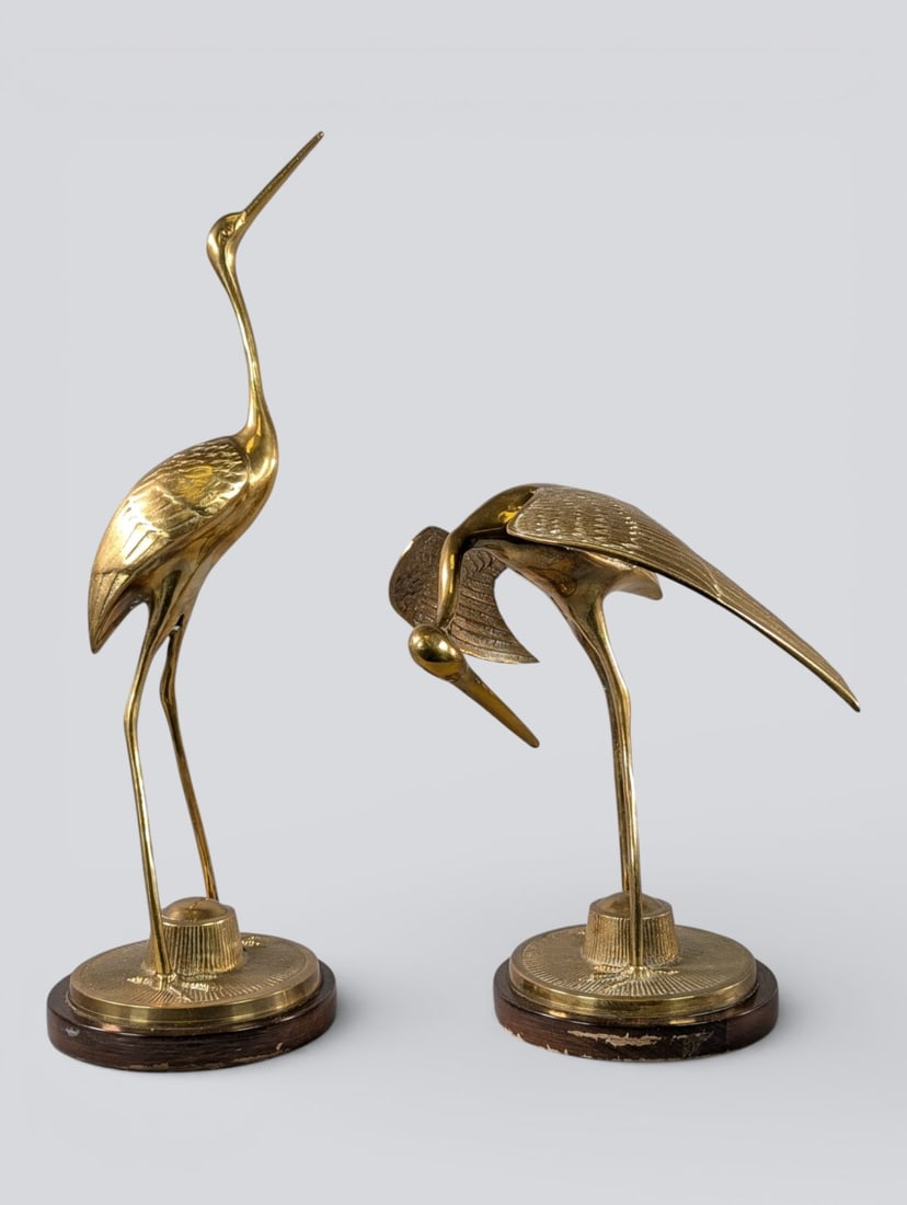 Pair Vintage Tall Frederick Cooper Cranes on wood Bases (1 of 3)