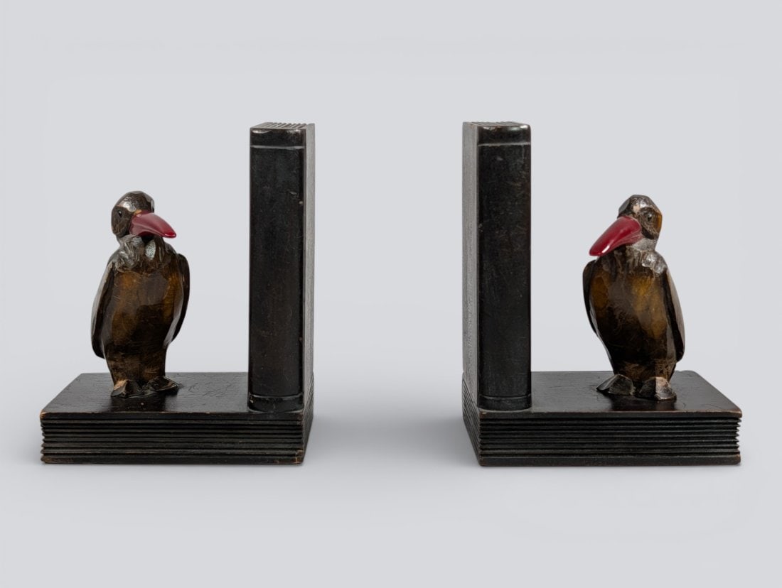 Deco Bird Bookends with Bakelite Beaks (1 of 3)