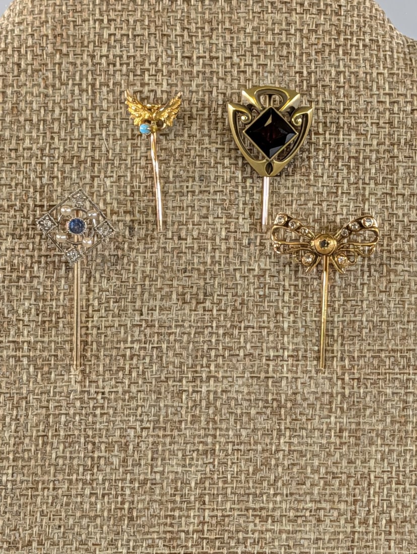 Set 4 Victorian Stick Pins Gold (1 of 5)