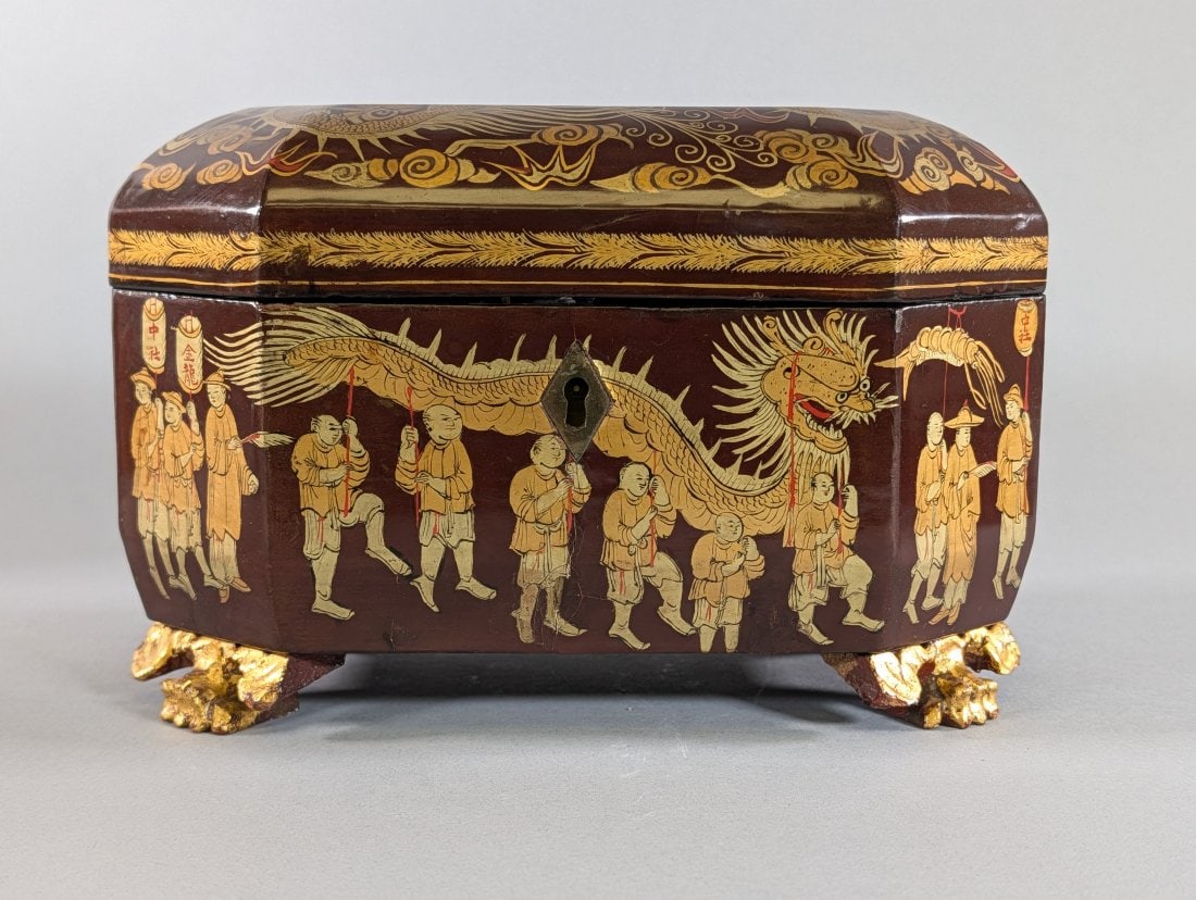 Antique Chinoserie Double Tea Caddy ca. 1850 (1 of 8)