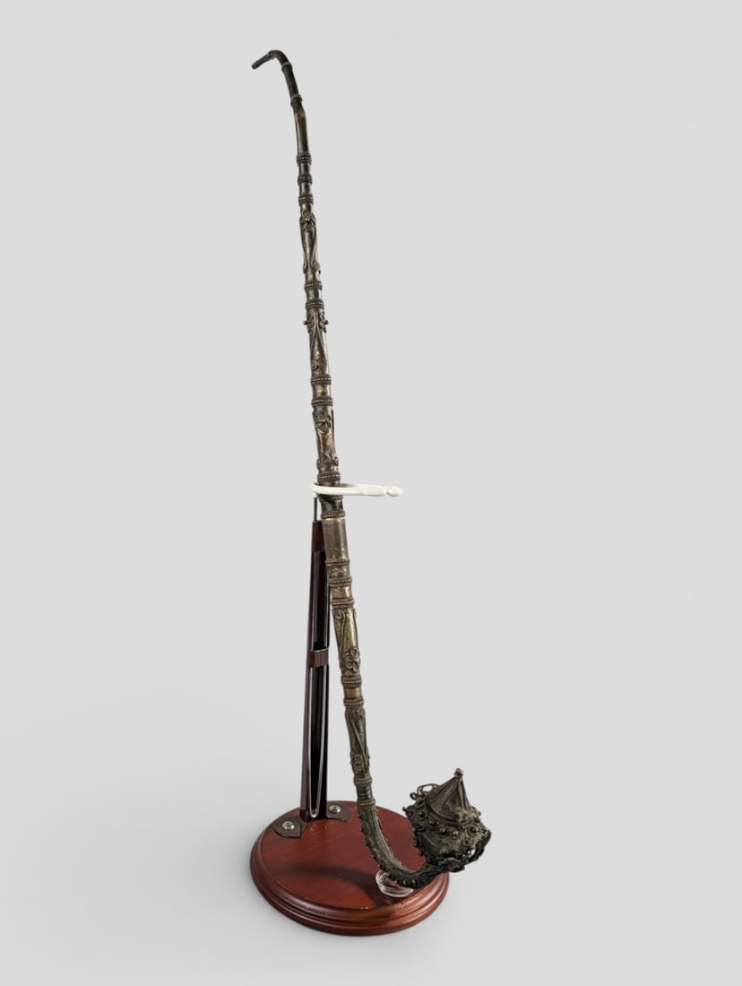 Antique Asian Silver Decorative Opium Pipe With Butterfly (1 of 4)