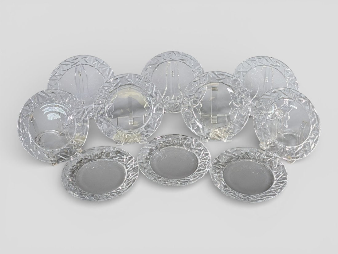 Tiffany & Co Rock Crystal Salad Plates 8 in.: Set 10 Tiffany & Co. Salad Plates very chic! Some plates have minor inherent flaws inside the glass.