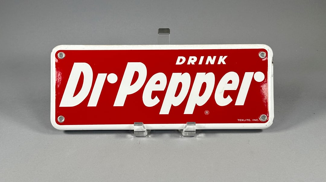 Dr. Pepper Sign Porcelain Enamel Tex Line Company (1 of 2)