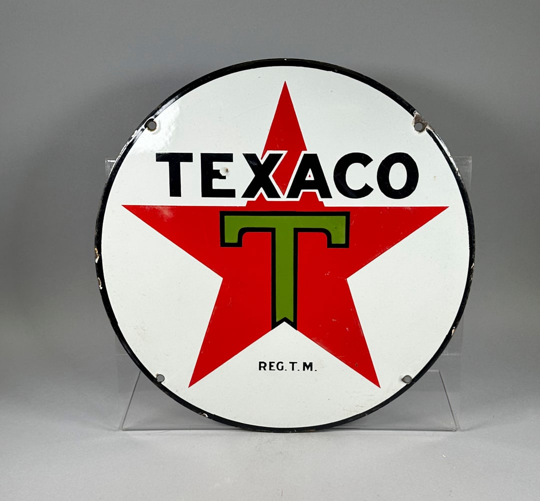 Texaco Round Porcelain Enamel Sign (1 of 2)