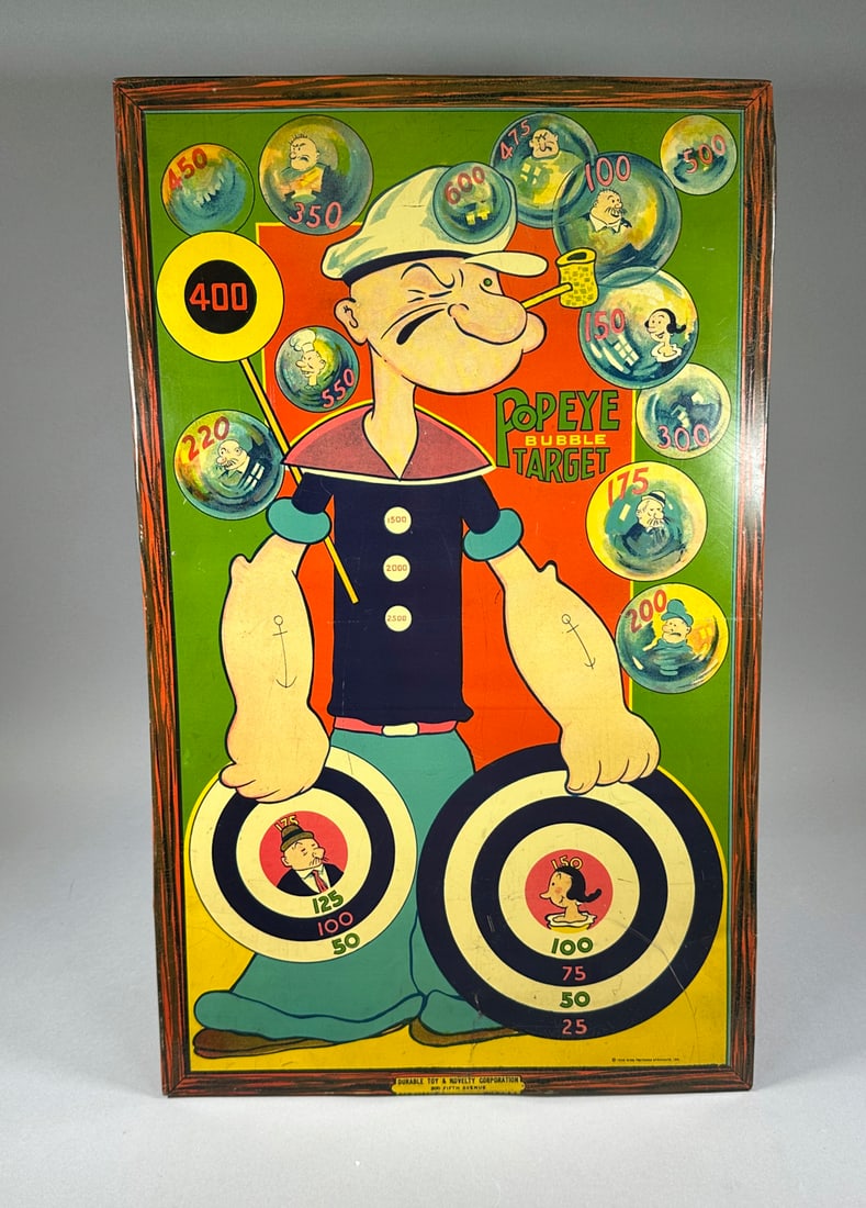 Popeye Game Bubble Target Tin Lithography over Cardboard. Durable Toy and Novelty Corporation (1 of 3)