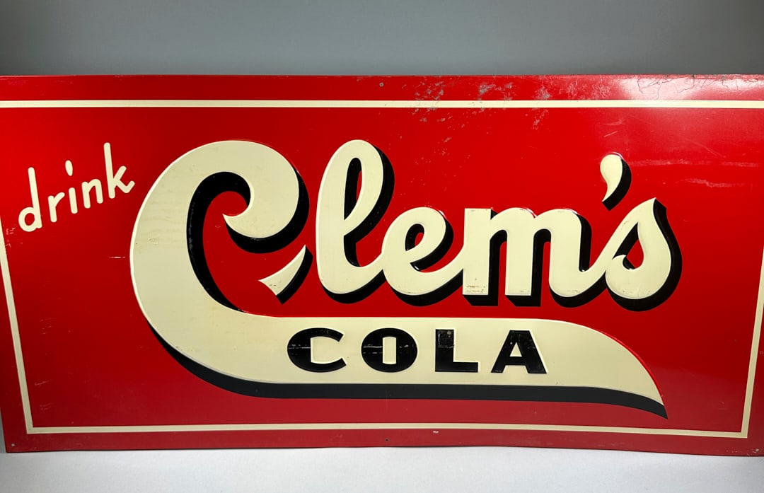 Clems Cola Pressed Tin Beverage Sign (1 of 2)