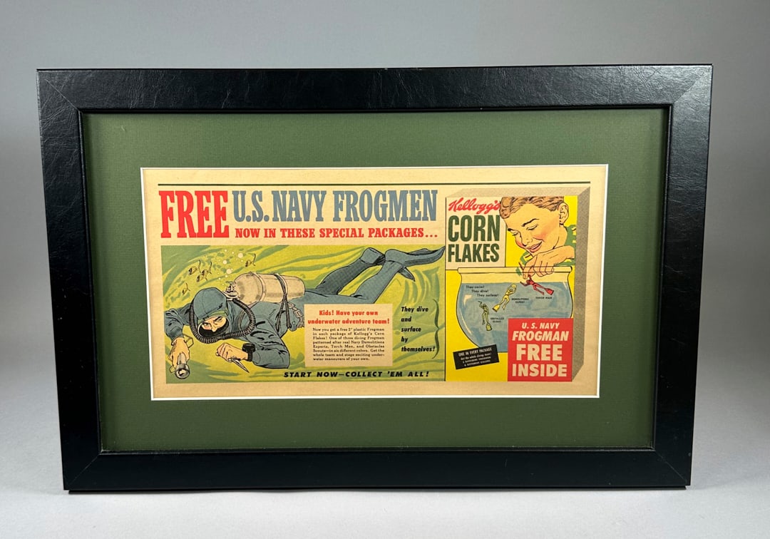 Framed Advertisement US Navy Frogman Corn Flakes (1 of 2)