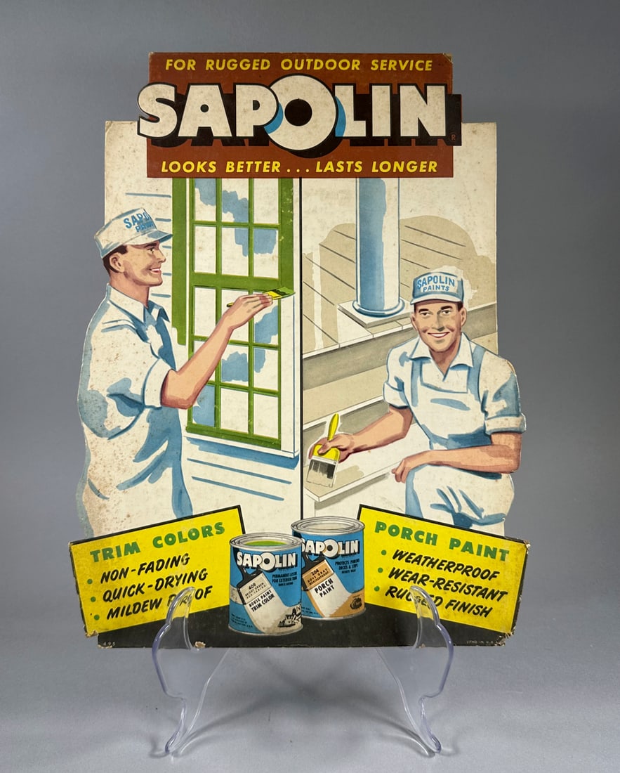 Cardboard Advertising Sign SapolinPaint 1950's (1 of 2)