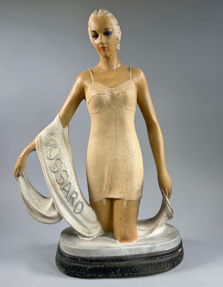 1930's Chalk Moulded Gossard Advertising Figure in Lingerie (1 of 3)