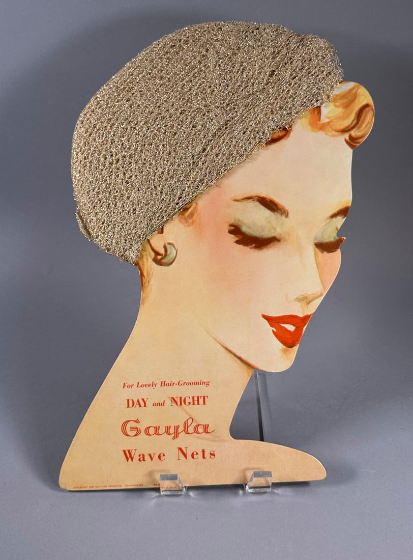 Cardboard Litho Gayla Day & Night Wave Net Snood Advertising with Cap Gaylord Productions 1950 (1 of 3)