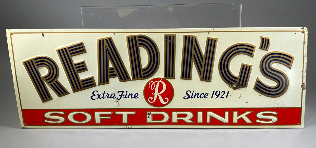 Vintage Readings Extra Fine Soft Drink Pressed Tin Sign (1 of 2)