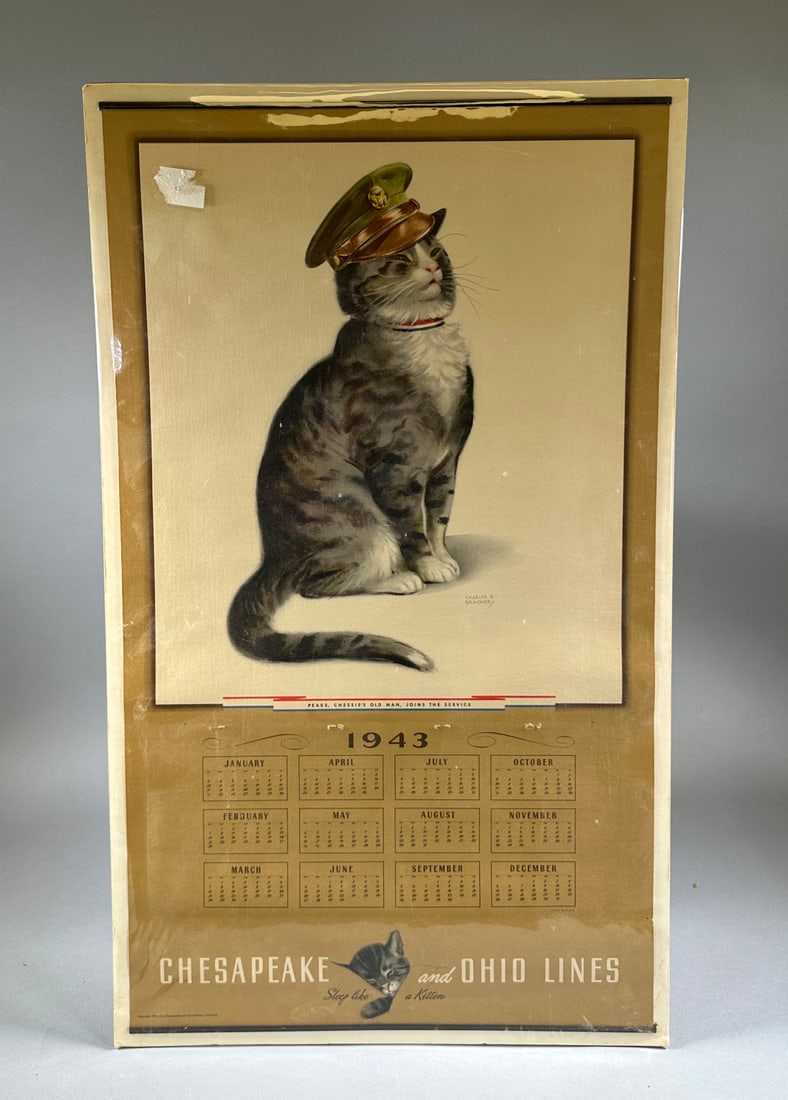 1943 Charles E. Bracker Chessie's Old Man Chesapeake and Ohio Lines Train Calendar (1 of 2)