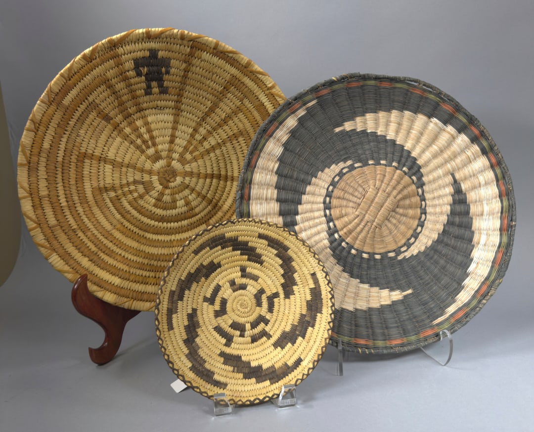 Three Native American Baskets, Papago, Pima, Hopi (1 of 2)