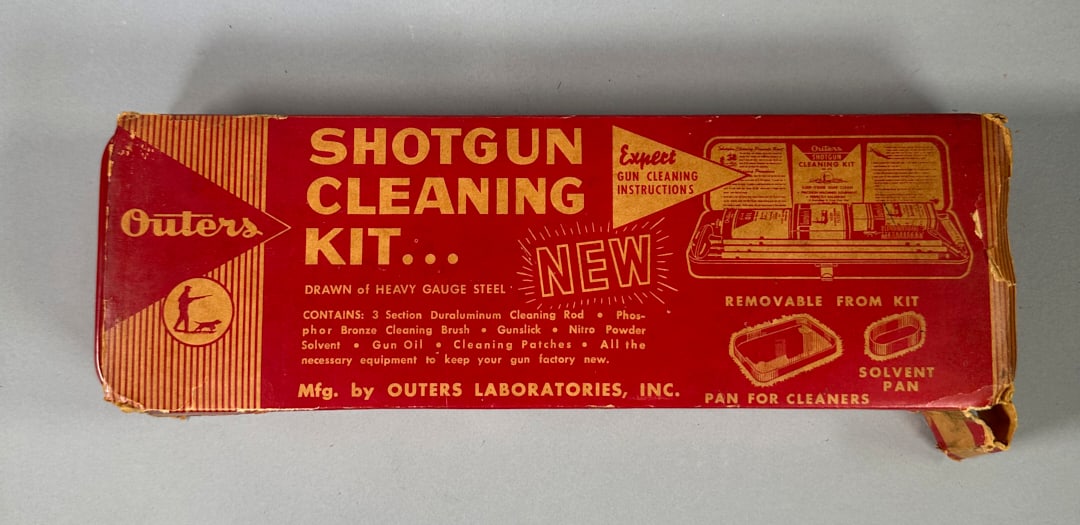 Outers Shotgun Cleaning Kit in Original Cardboard Box: Outers Shotgun Cleaning Kit in Original Cardboard Box Wear appropriate for its age.