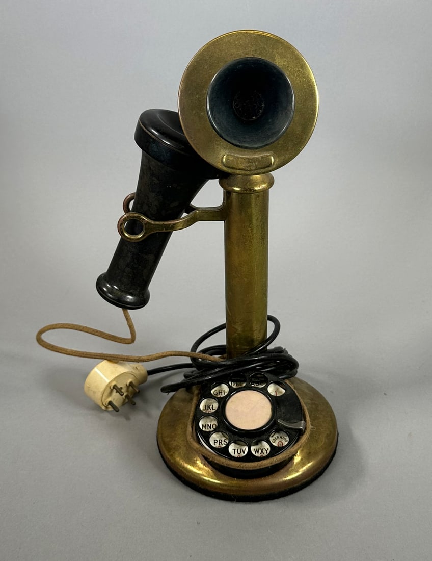 Antique Brass Candlestick Rotary Telephone by Western Electric (1 of 5)