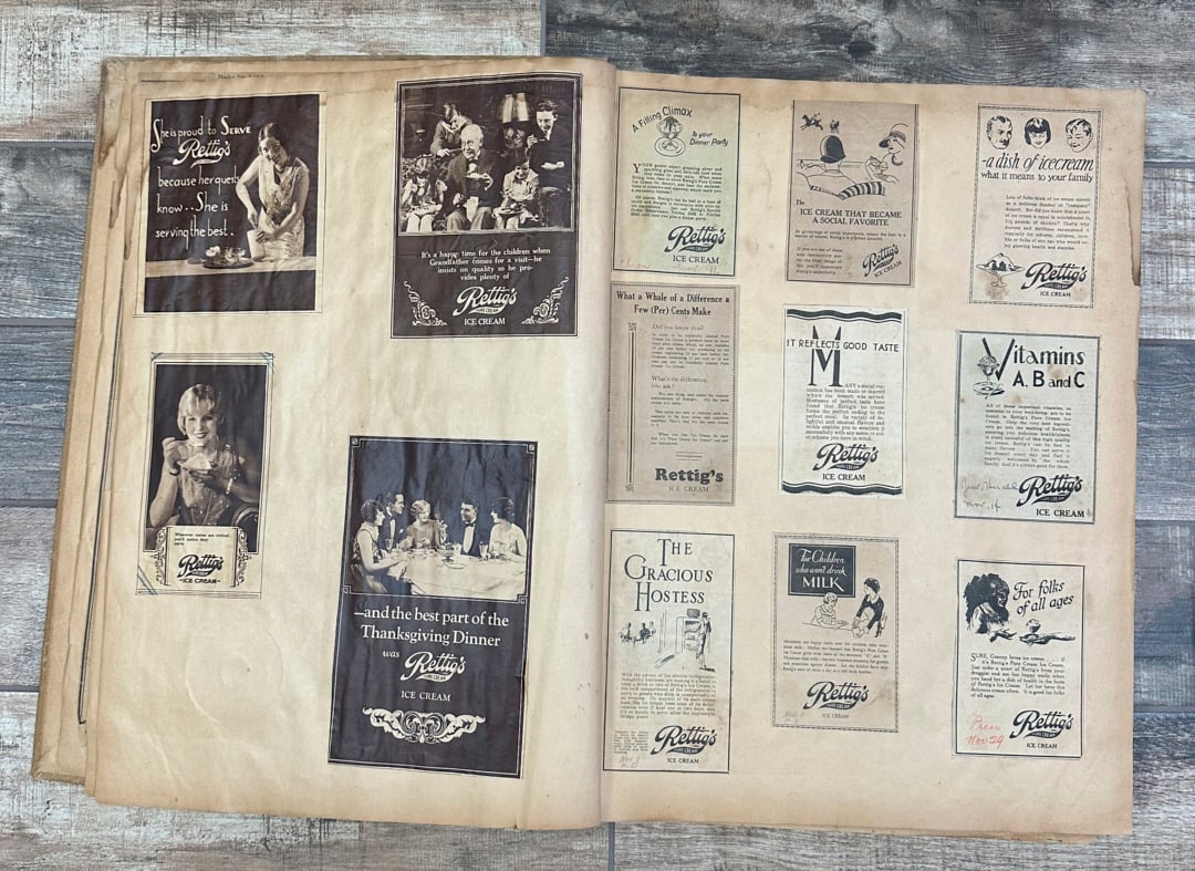 Antique Rettigs Pure Cream Ice Cream Owner's History Advertising Houston Drugstore Scrapbook (1 of 9)