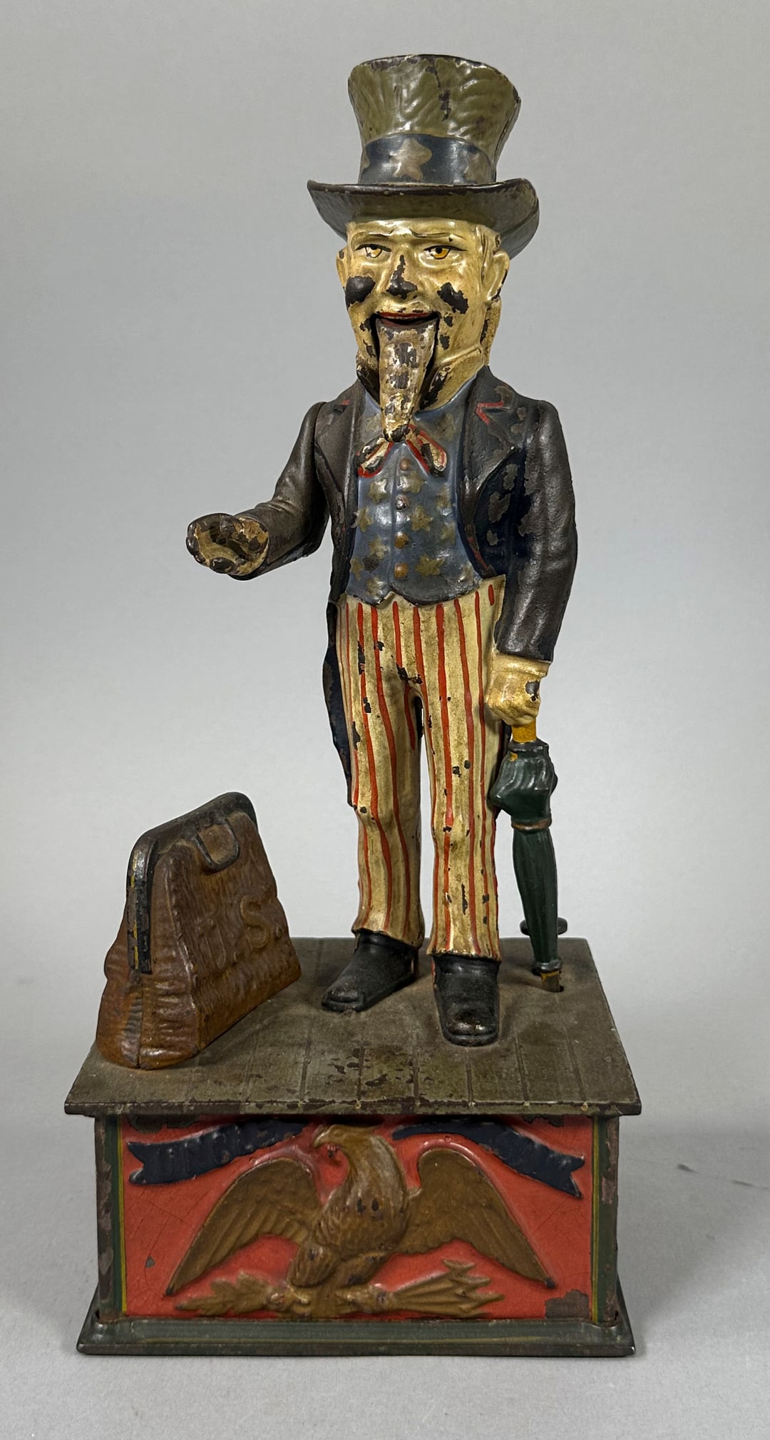 Antique Mechanical Uncle Sam Bank With Original Key (1 of 9)