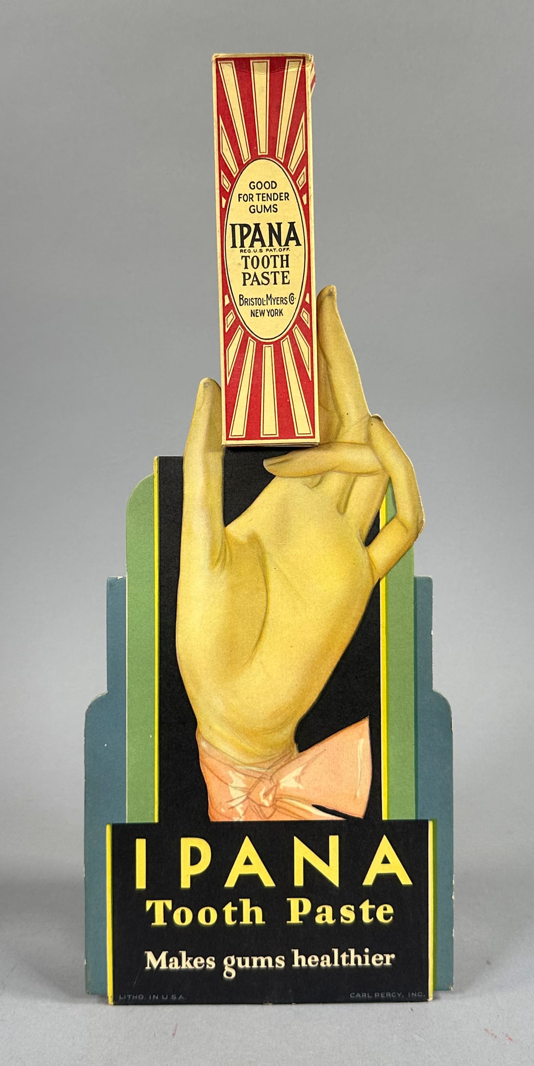 Antique Cardboard Litho Ipana Advertising Toothpaste Display Carl Percy (1 of 4)