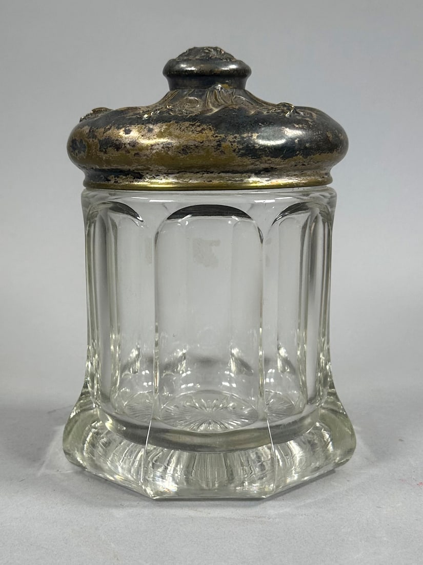 Victorian Tobacco Jar Silverplate Lid (1 of 1)