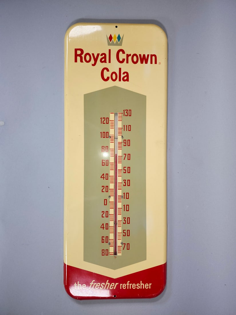 Royal Crown Thermometer "The Fresher Refresher": Royal Crown Thermometer "The Fresher Refresher" Wear appropriate for its age.