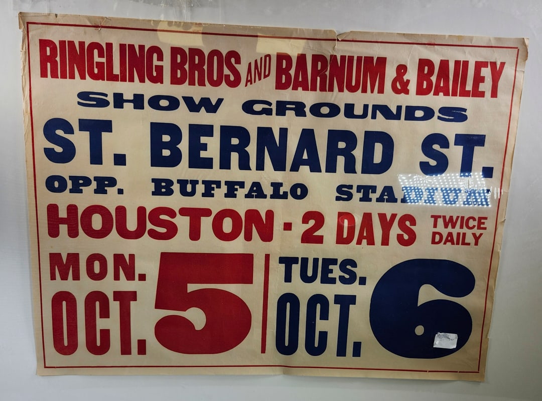 Ringling Bros and Barnum Bailey Circus Poster Buffalo Stadium Houston (1 of 1)