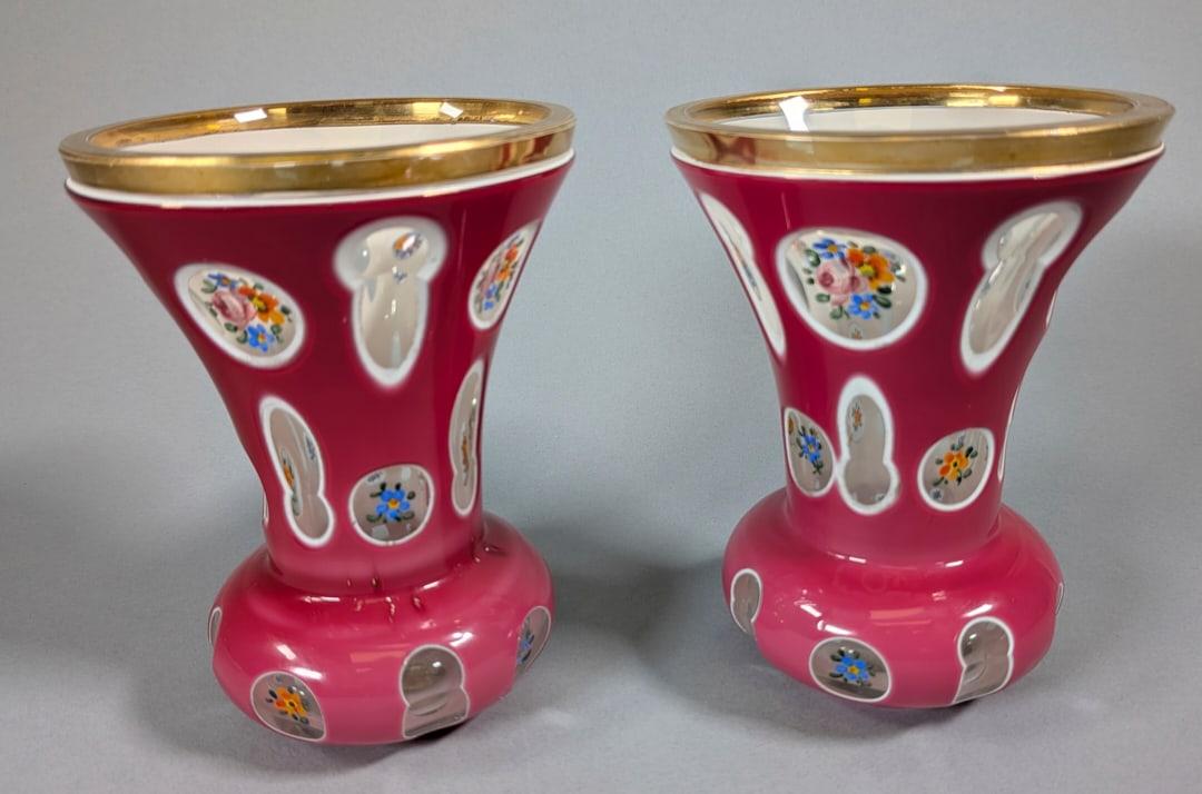 Bavarian Cut to Clear Pair Vases (1 of 2)