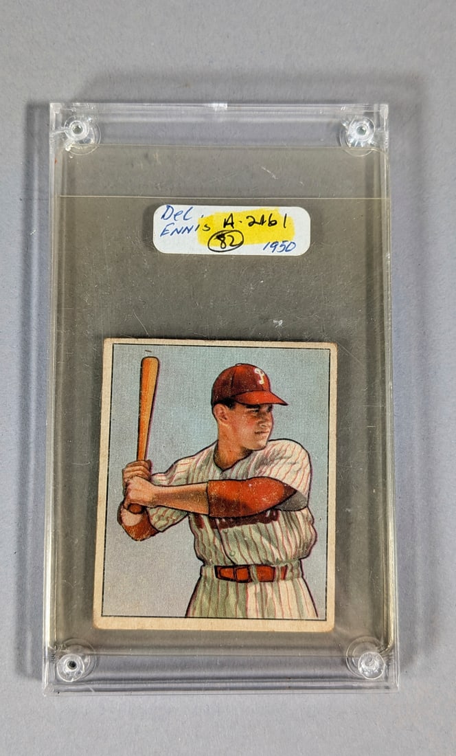 Del Ennis 1950 Baseball Card 1950 Bowman Gum Inc., Phila, PA, U.S.A.: Del Ennis 1950 Baseball Card 1950 Bowman Gum Inc., Phila, PA, U.S.A., Original Condition.