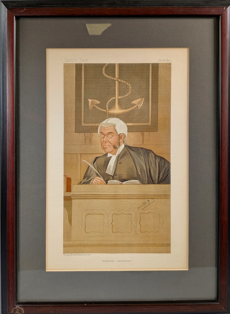 Vanity Fair, Feb 18, 1893 Barrister Lithograph, Vincent Brooks Day & Son, Admiralty (1 of 2)