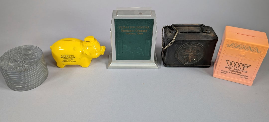 Collection of 5 Banks Vintage Lubbock, TX , West Memphis, Art Deco Bank (1 of 1)