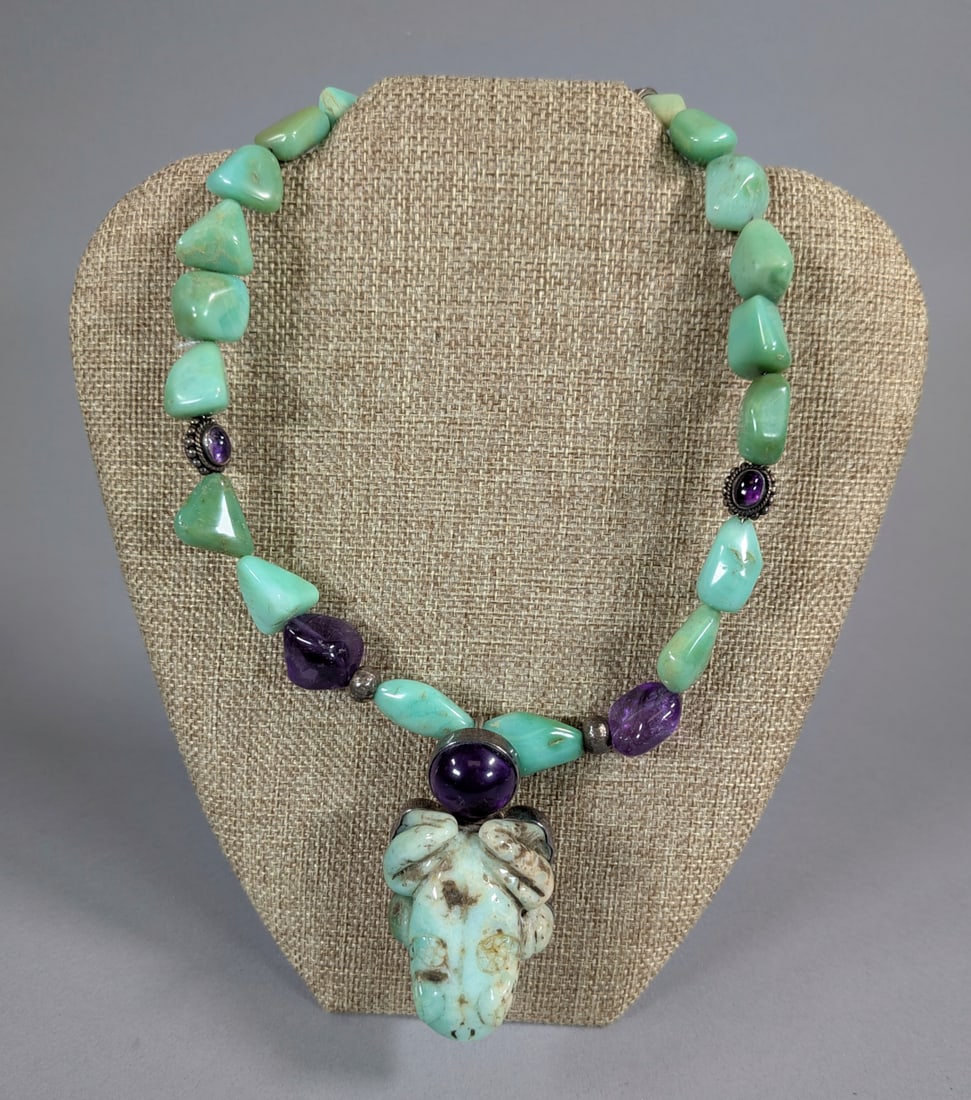The Dreamer Chrysoprase & Amethyst Turquoise Set in Sterling: The Dreamer Chrysoprase & Amethyst Turquoise Necklace, Set in Sterling.