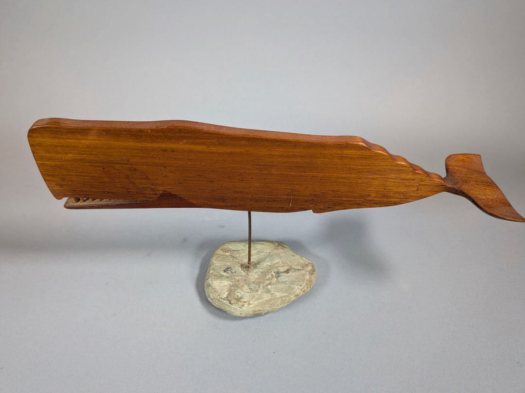 Nantucket Folk Art Wood Whale Sculpture On Stand 1967 (1 of 2)