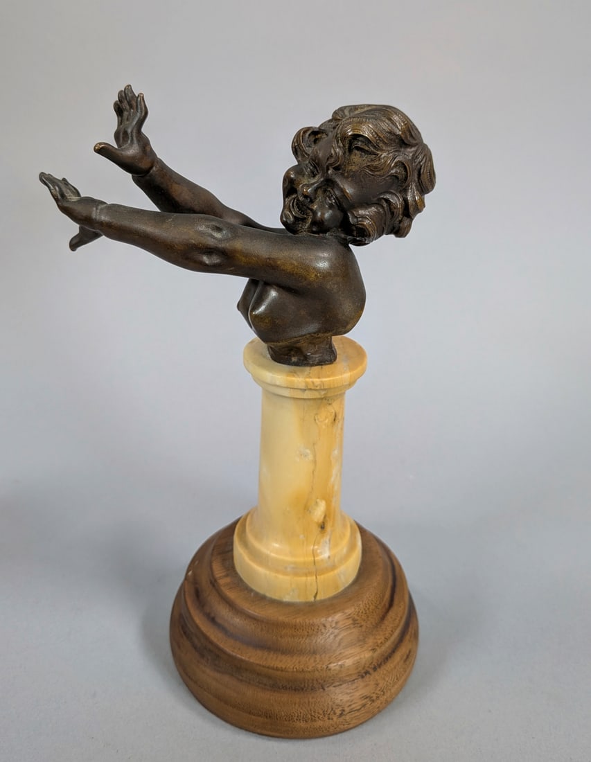 Fine French Miniature Bronze Cherubesque, Signed: Fine French Miniature Bronze Cherubesque, Signed.