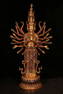 A Large Chinese Gems Inlaid Gilted Bronze Guanyin