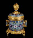 A Large Chinese Cloisonne Gilted Bronze Lotus Burner