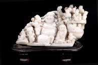 Large Chinese Hetain White Jade Boys & Luo Han Ornament