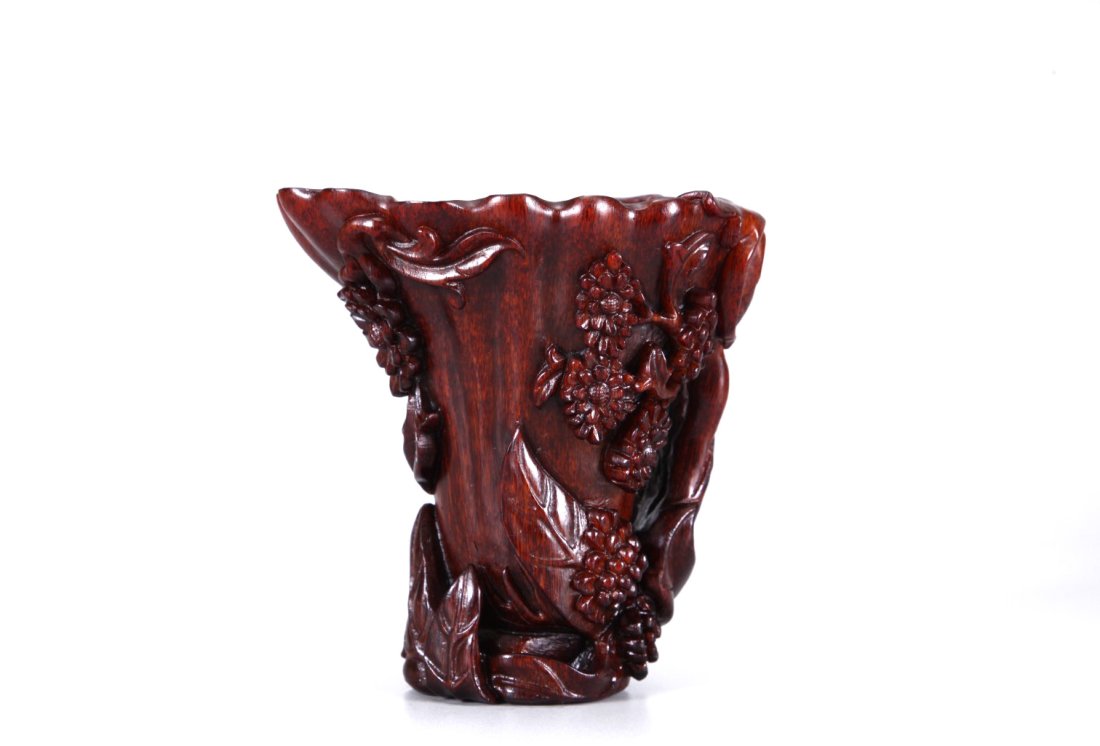 A Chinese Horn Carving Flower Cup (1 of 9)
